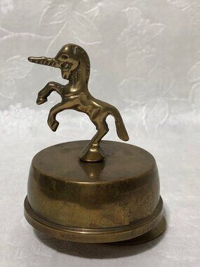 Vintage Brass Unicorn Music Box MCM Figurine Statue Fantasy